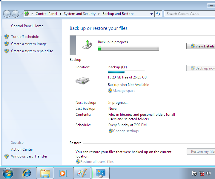 System Image and Scheduled Backups