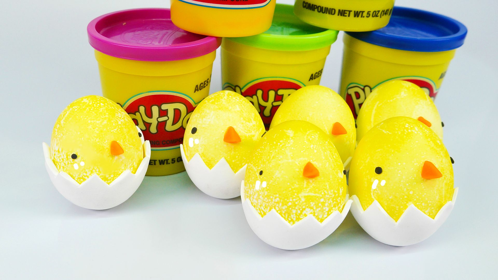 How to Make Edible Coloring Chick Easter Eggs Play Doh + Clay