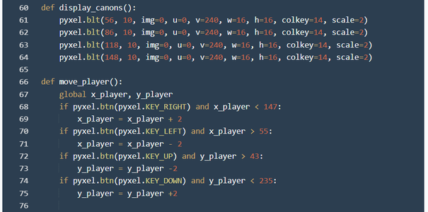 Display Canons and Move Player Functions