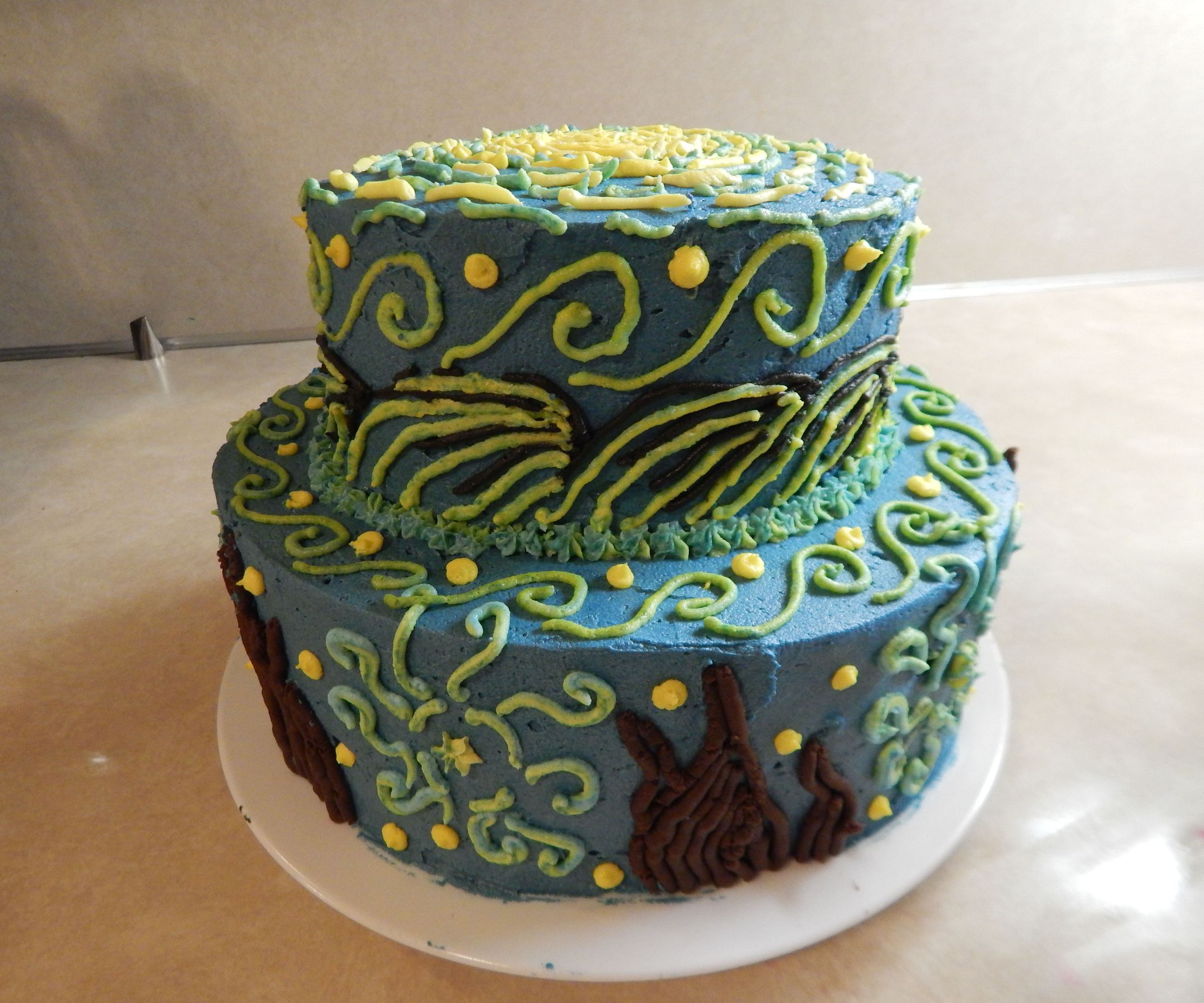 Chocolate-Filled Starry Night Layer Cake