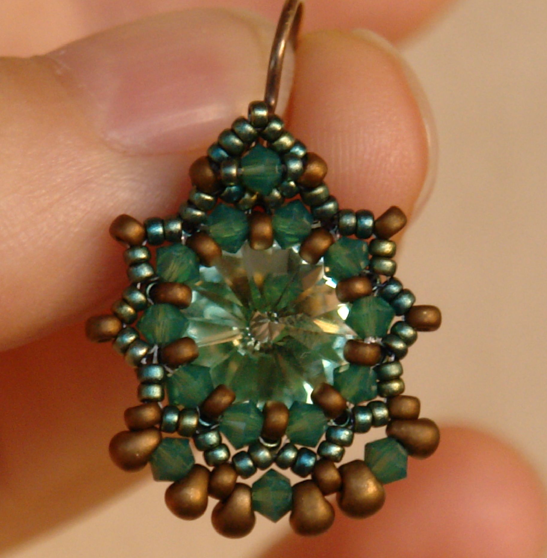 How to Create Earrings With 12mm Swarovski Rivolis, 3mm Bicones and Seed Beads