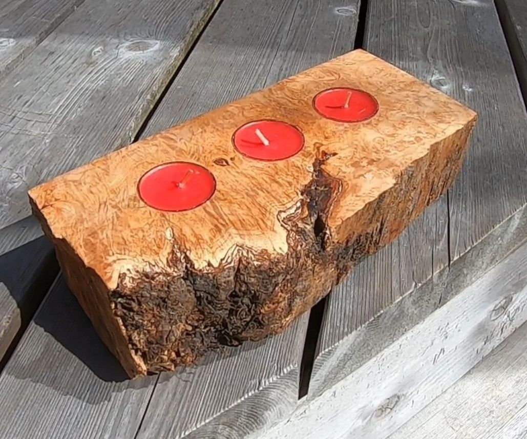 Live Edge Maple Burl Tea Light Candle Holder
