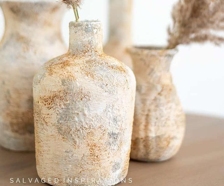 Painted Glass Vases With Patina Finish