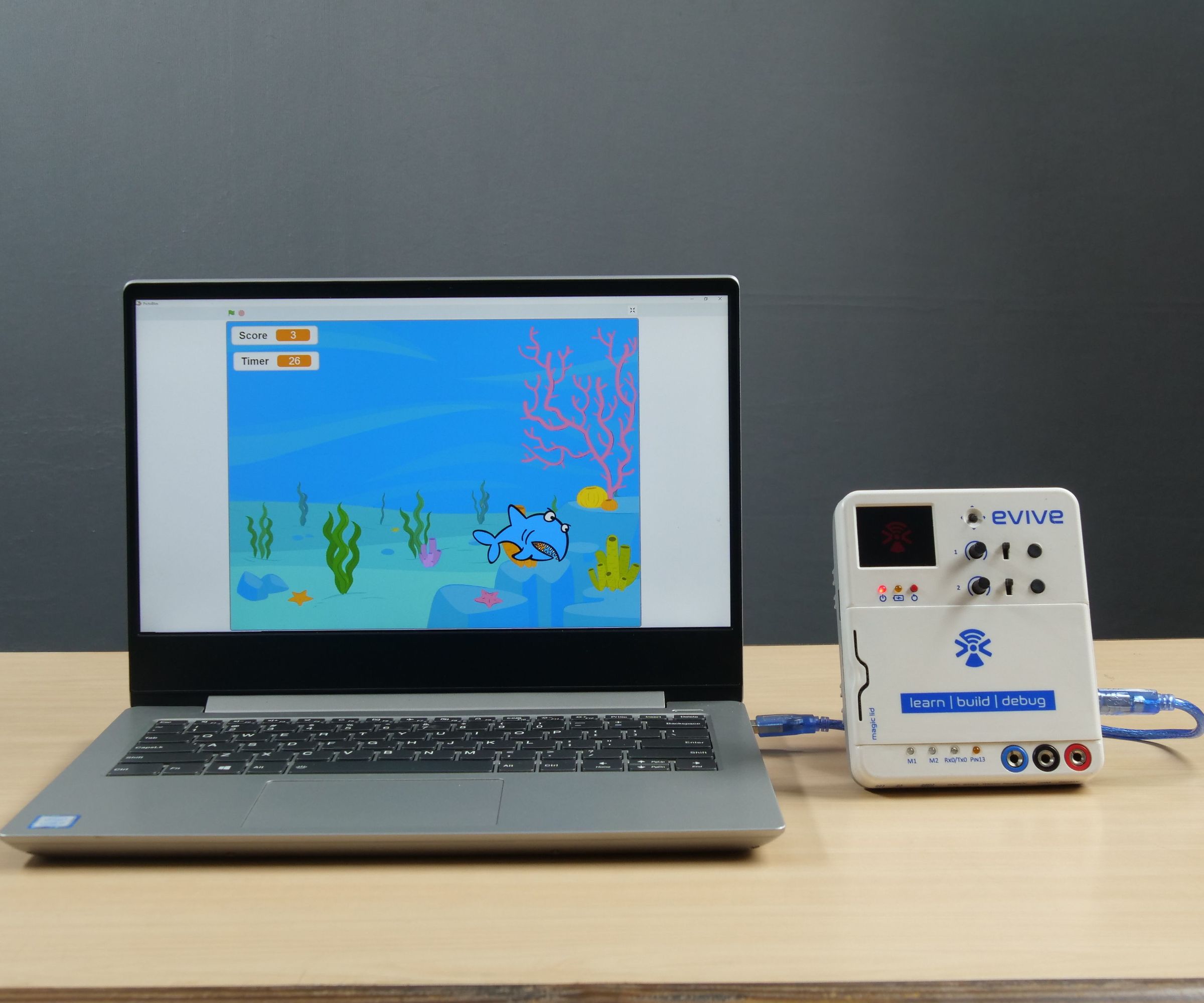 The Hungry Shark Game in PictoBlox: Scratch Based Programming Software