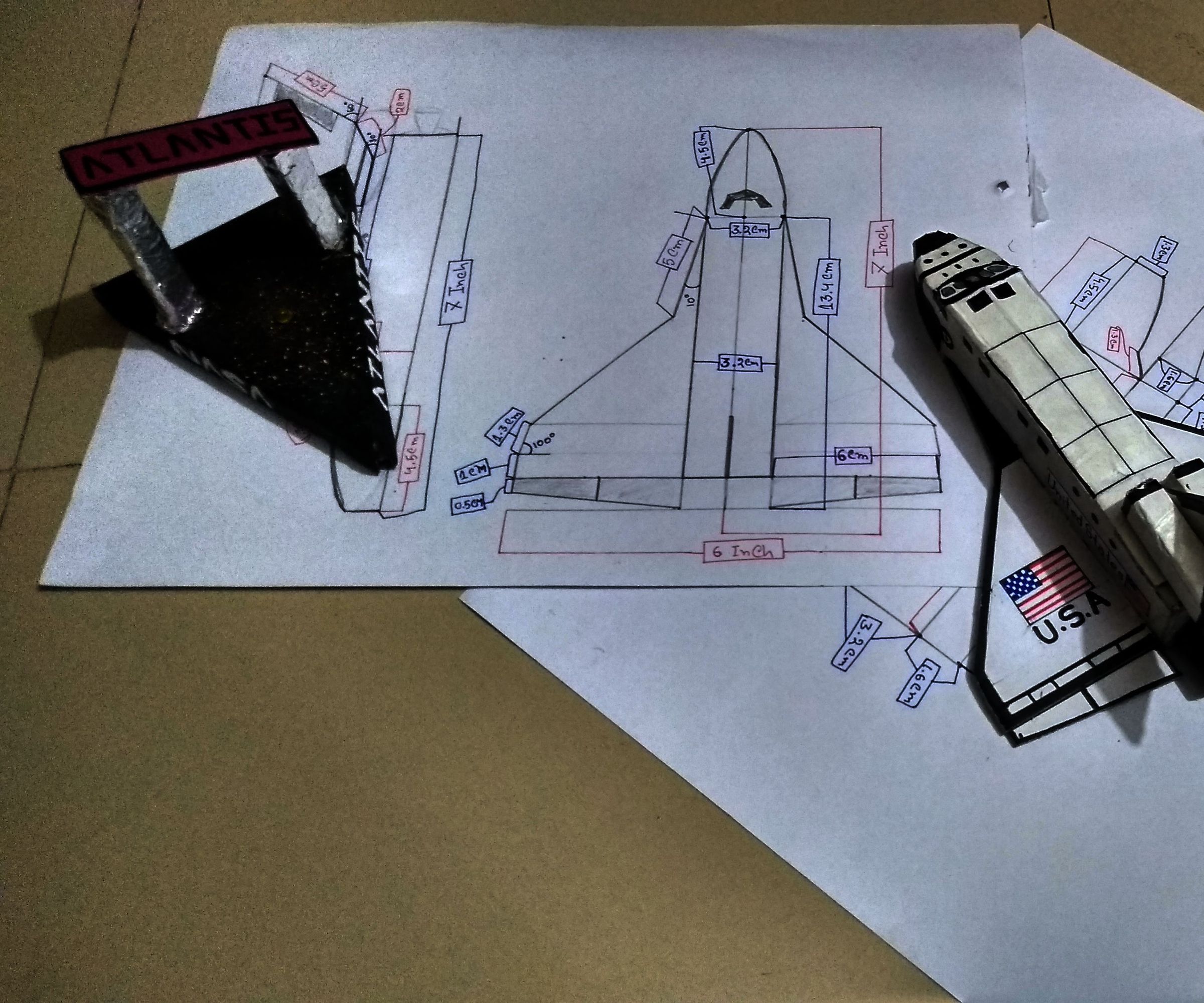 Space Shuttle Atlantis Cardboard Model (With Detachable Cardboard Stand)