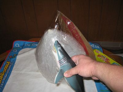 Build Up the Shape of the Shark Around the Balloon Using Cardboard