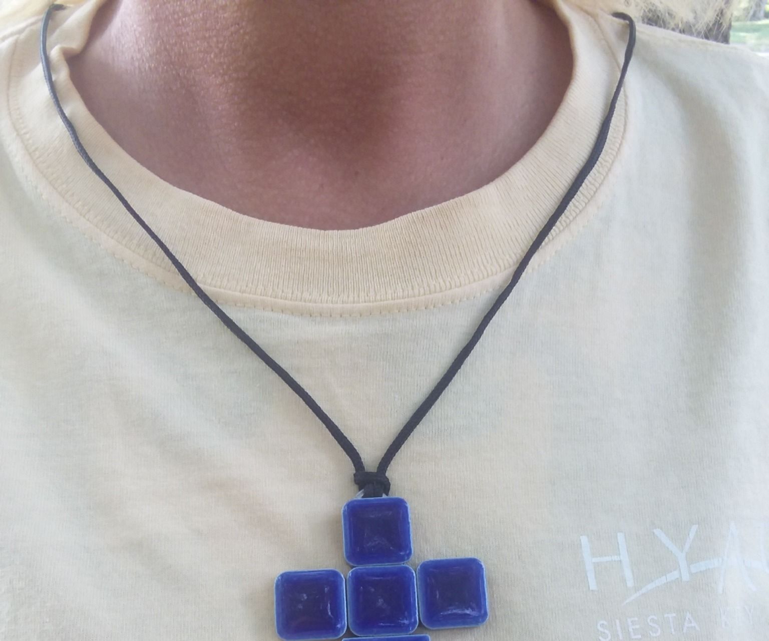 Ceramic Tile Cross Medallion Necklace