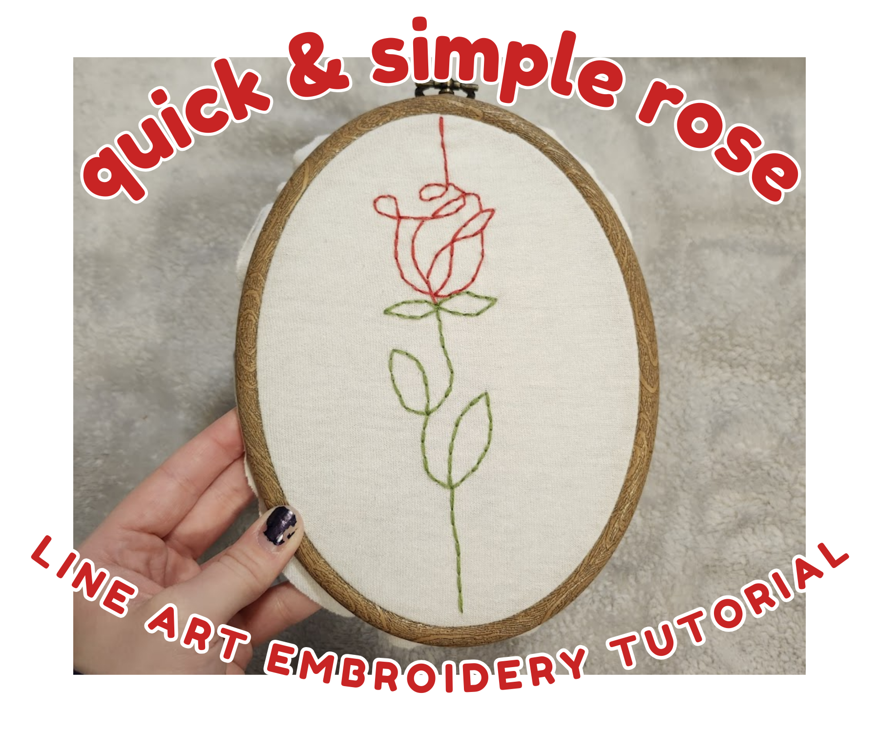 Quick & Simple Rose Line Art Embroidery