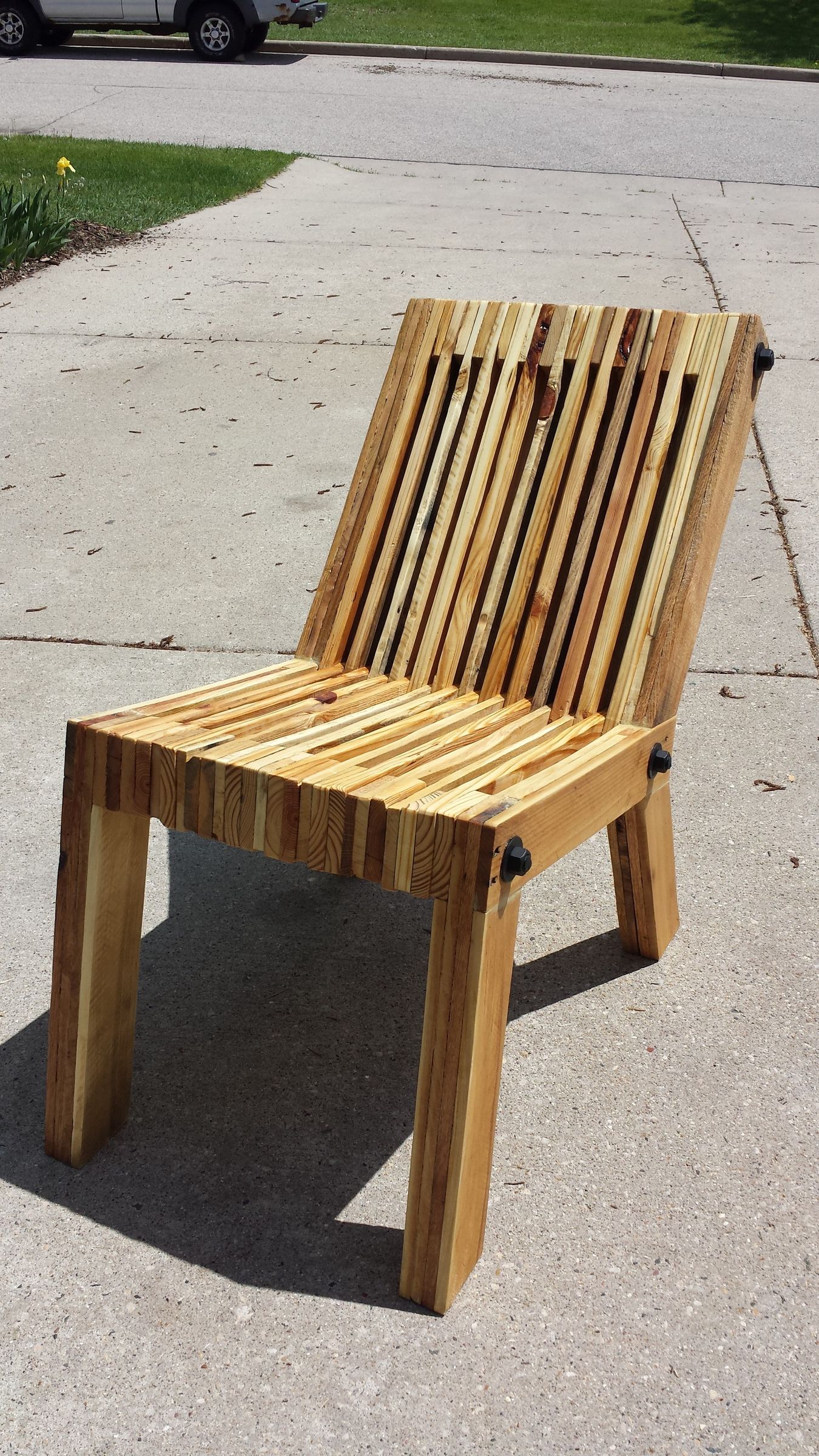 Reclined Pallet Wood Chair - Image 1