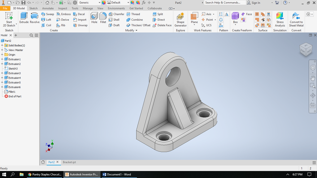 A Bracket for a Wheel Assembly on Autodesk Inventor : 20 Steps ...