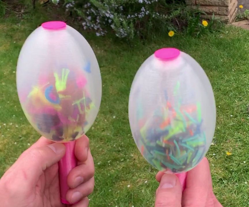 Transparent Maraca: 3D Printed in Vase Mode With Upcycled Plastic Filling