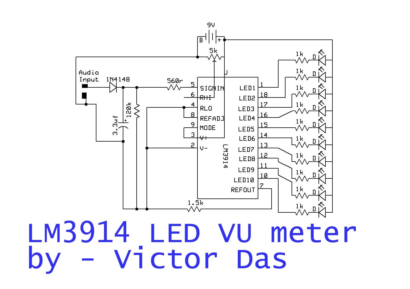 LM3914 Based LED VU METER by Victor Das - Instructables
