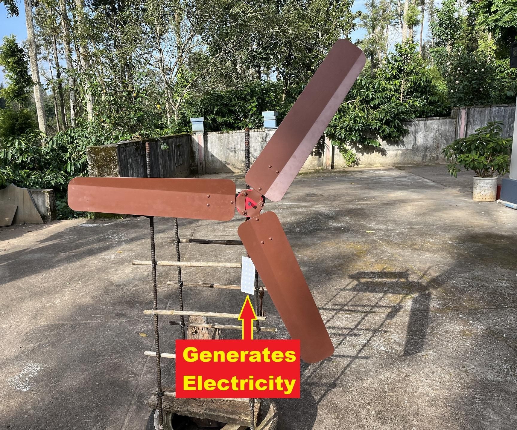 Unusual Use of Ceiling Fan Blades. Making Small Electricity Producing Wind Turbine
