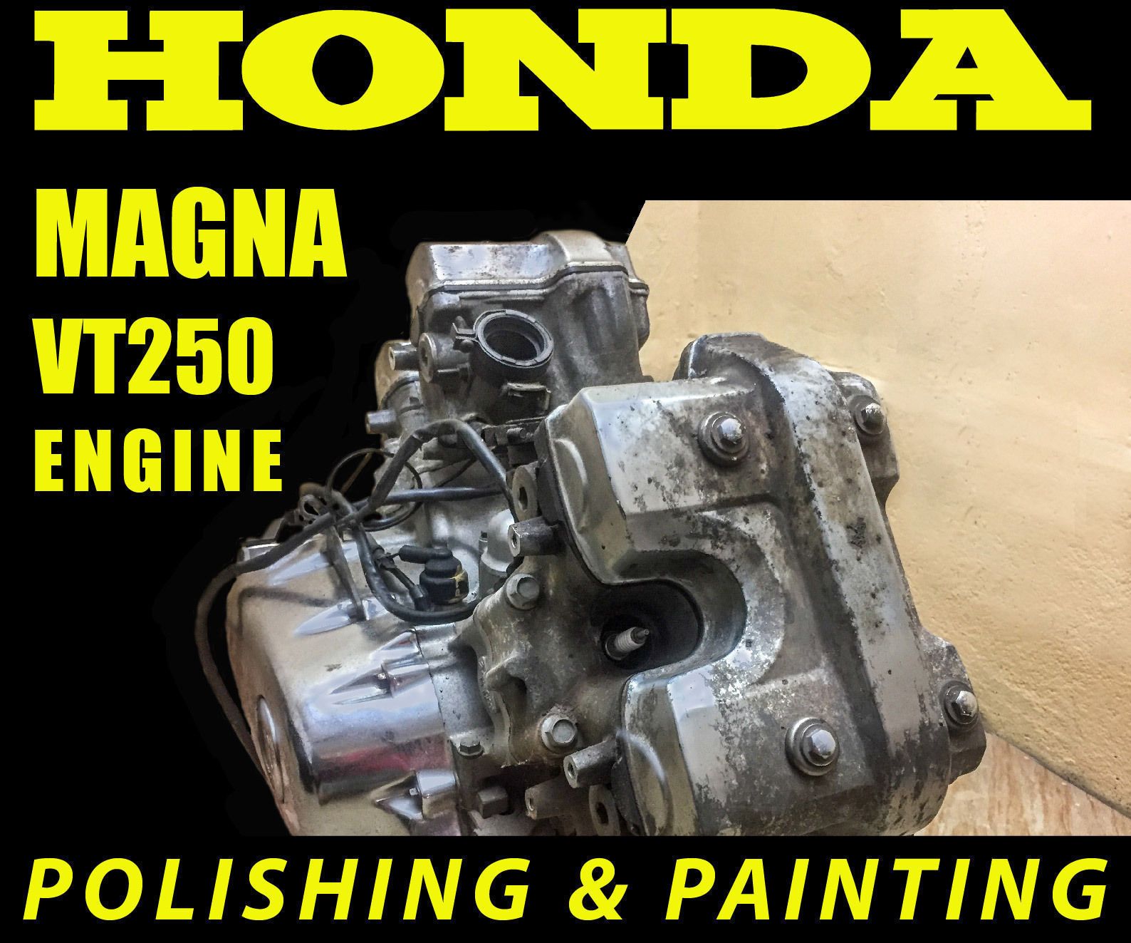 Engine Heads Buffing and Cooling Fins Painting Honda Magna VT250 