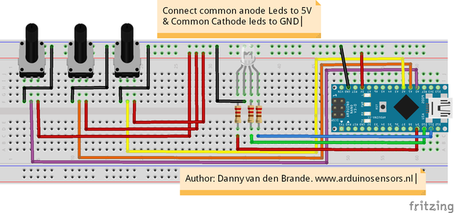 Arduino - RGB Led Control With POTENTIOMETERS - Instructables