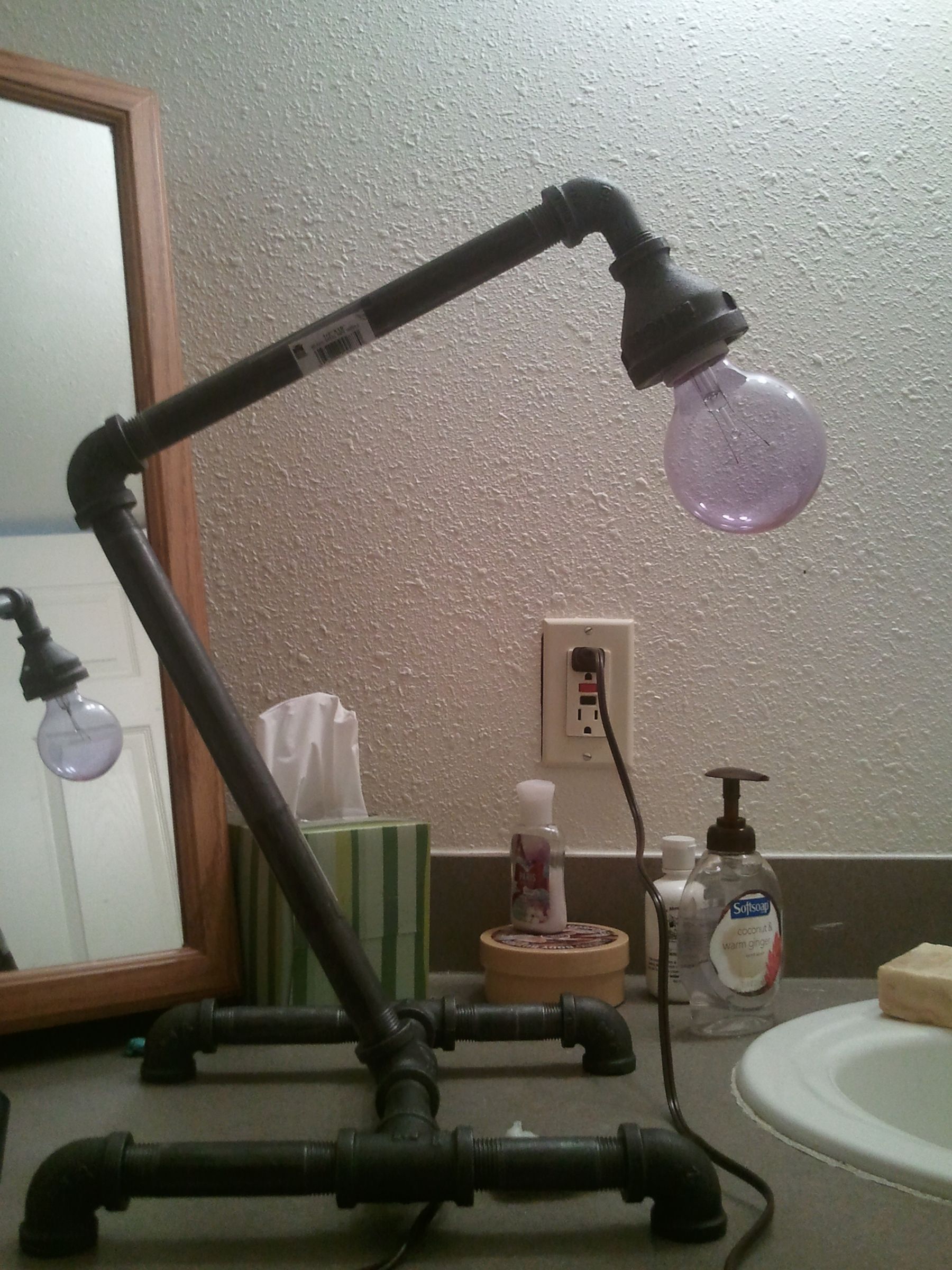 Plumbing pipe desk lamp