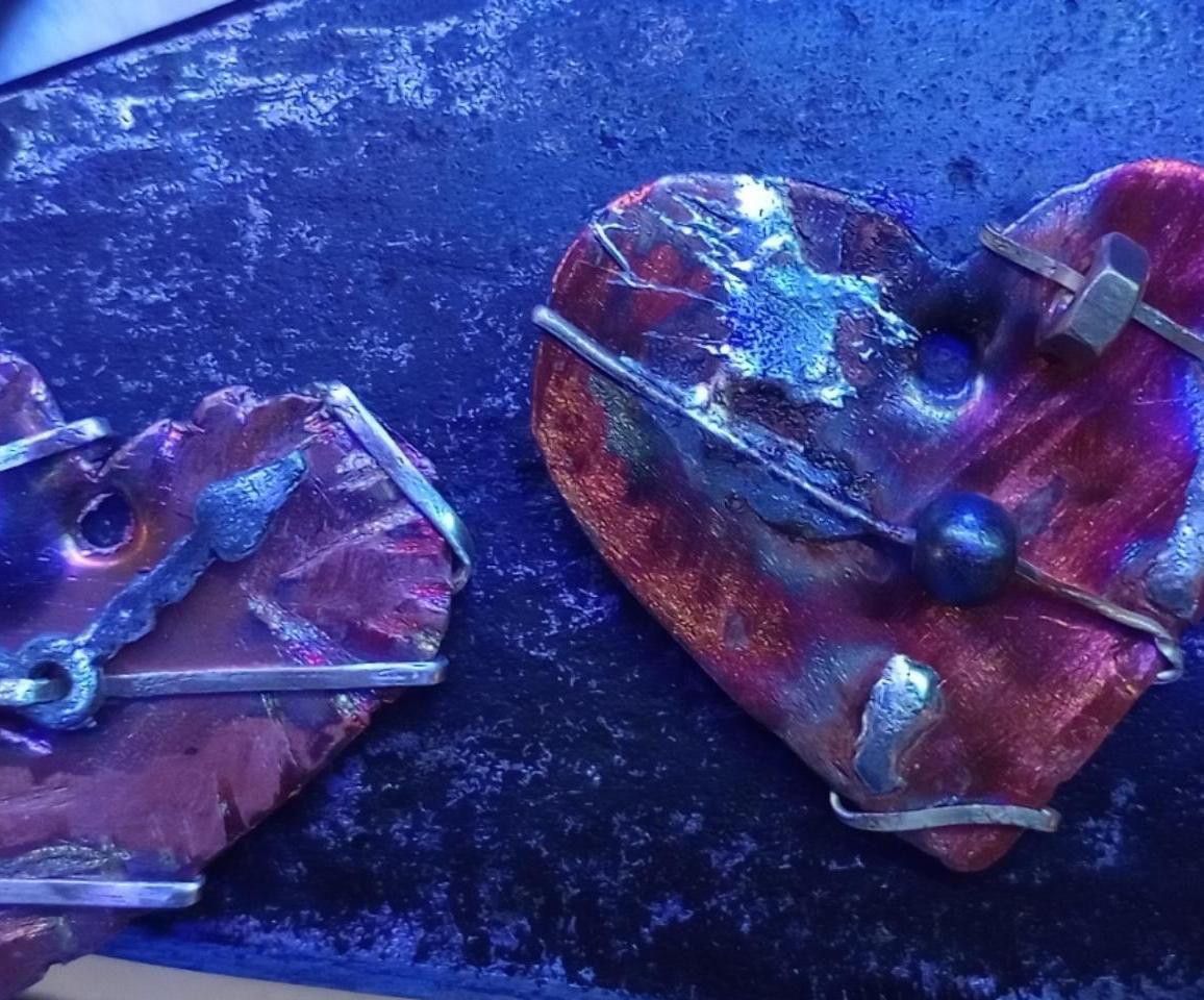 Silver Wrapped Copper Heart Necklace