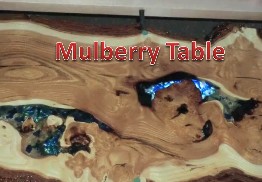 Blue Glass Mulberry Wood Table