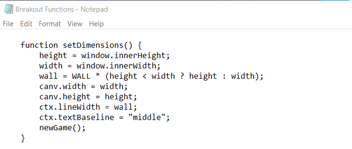 Function SetDimensions