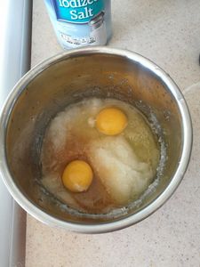 Add in the Eggs and Vanilla and Mix Until Blended.