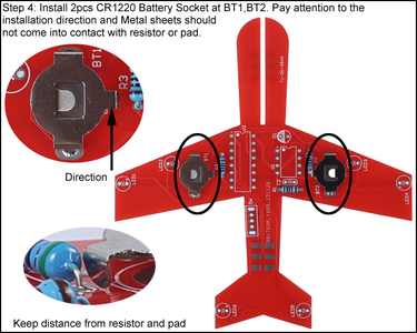 Install 2pcs CR1220 Battery Socket at BT1, BT2