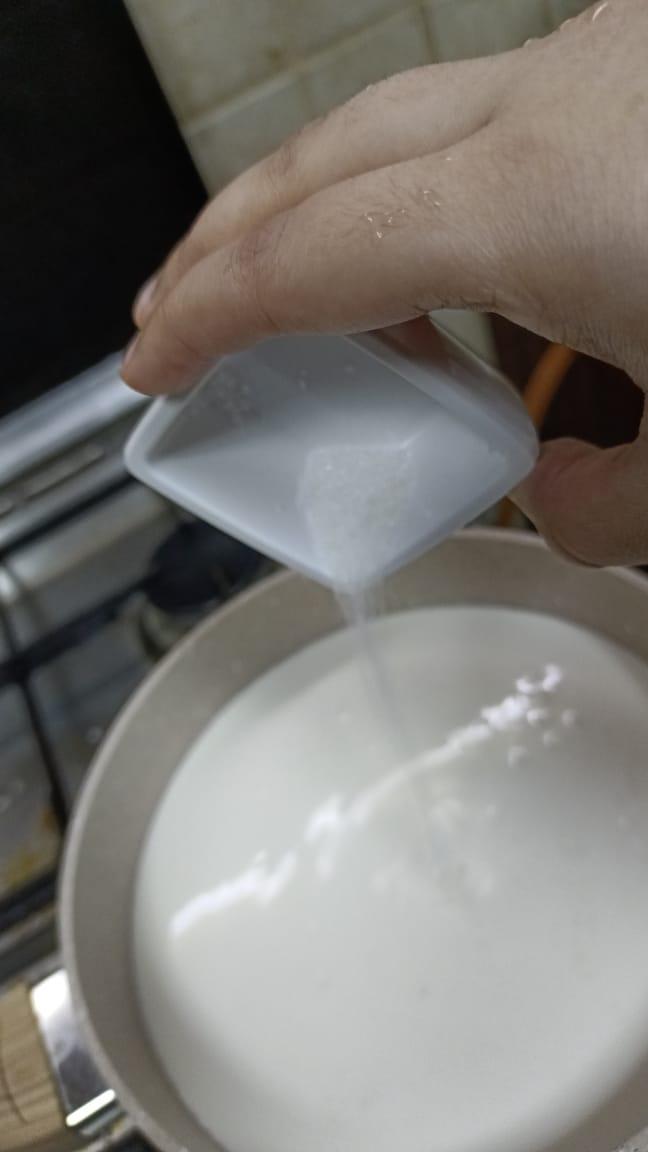 Simmering the Milk With the Prepared Almond Paste
