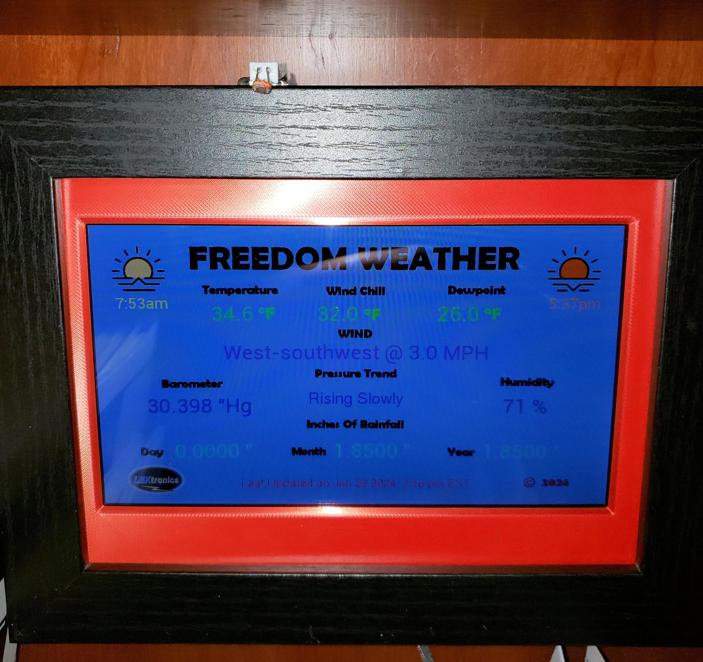 Crystalfontz 7 Inch TFT Weather Display