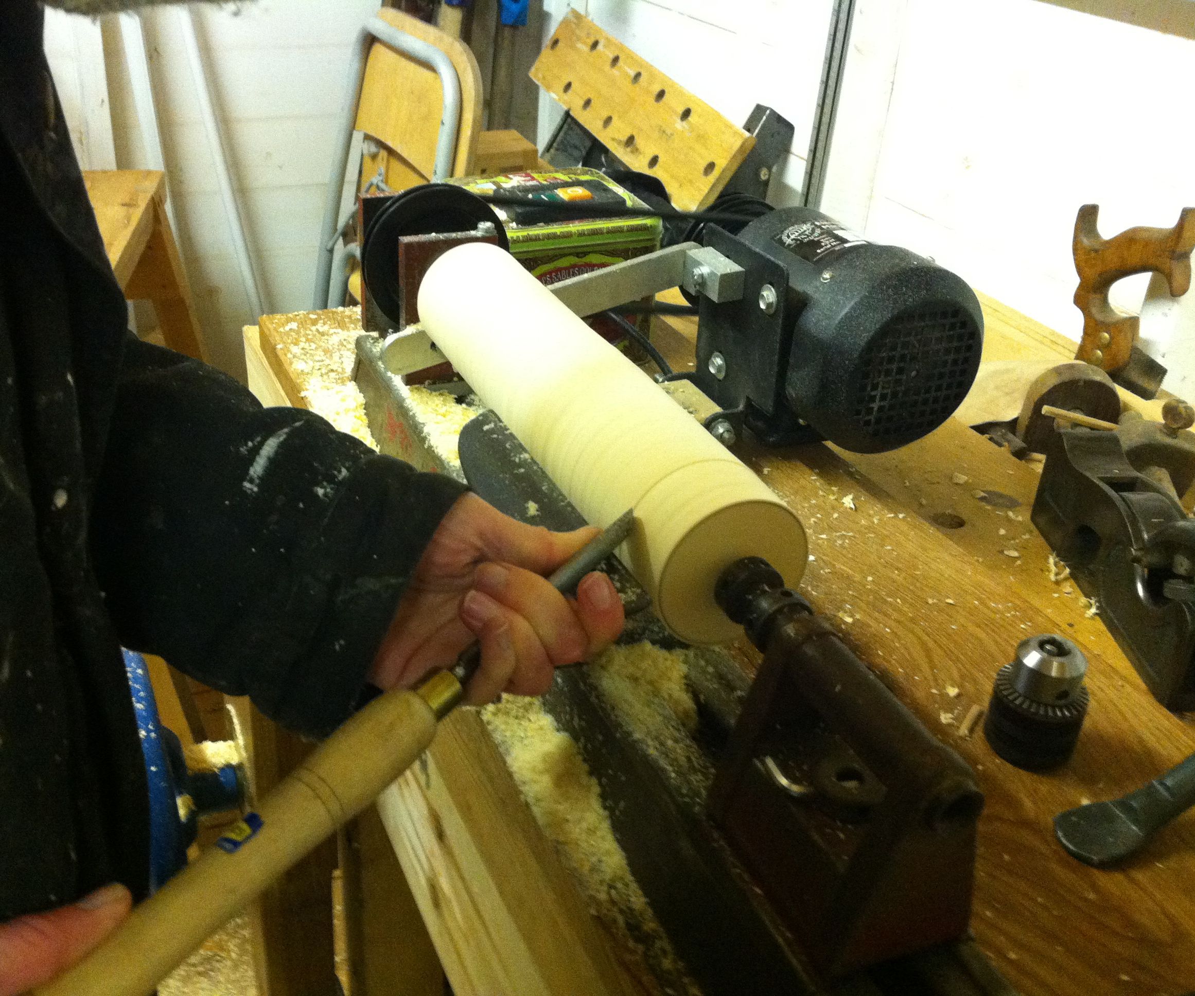 Modified Drill Powered Lathe