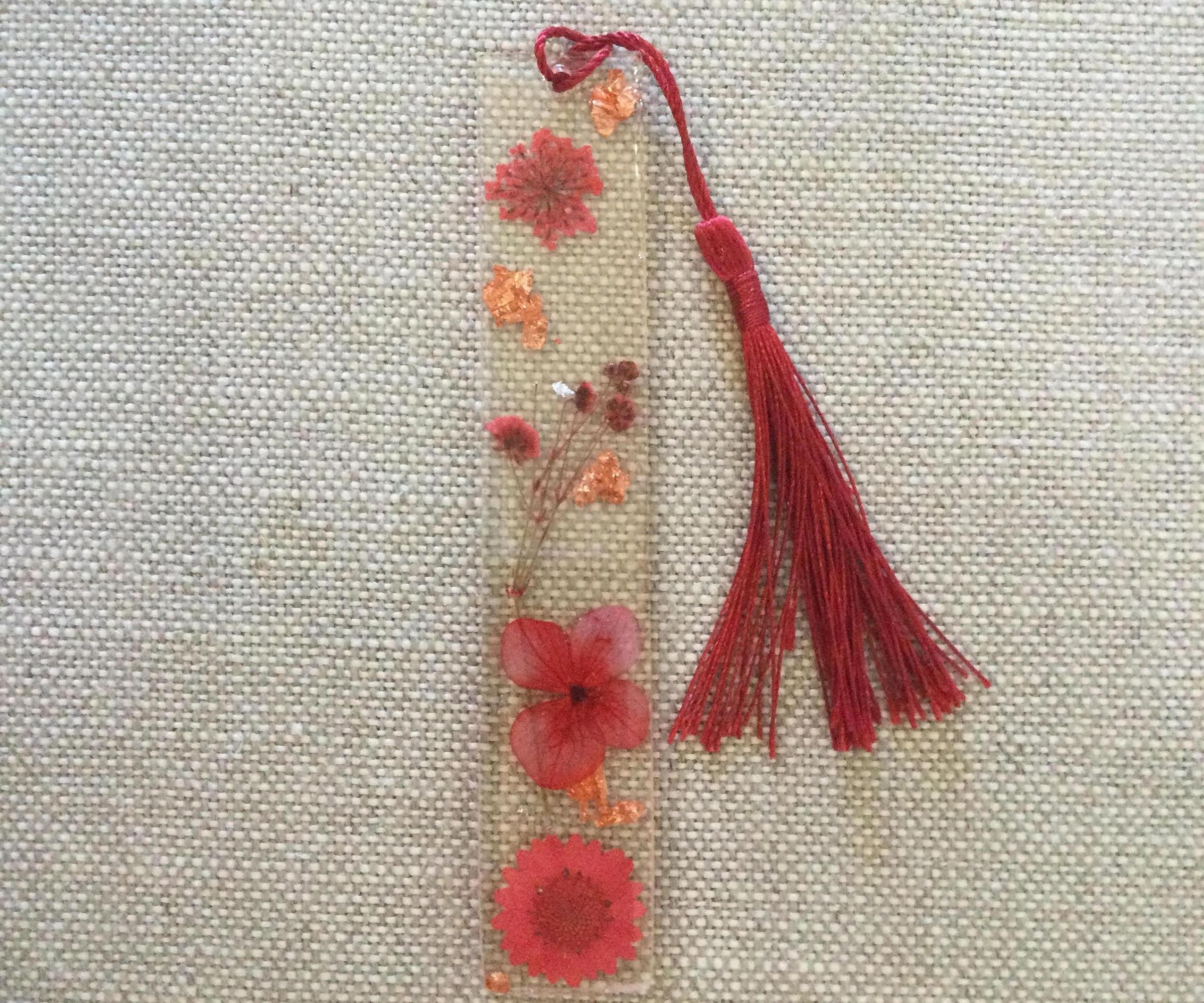 Red Resin Flower Bookmark
