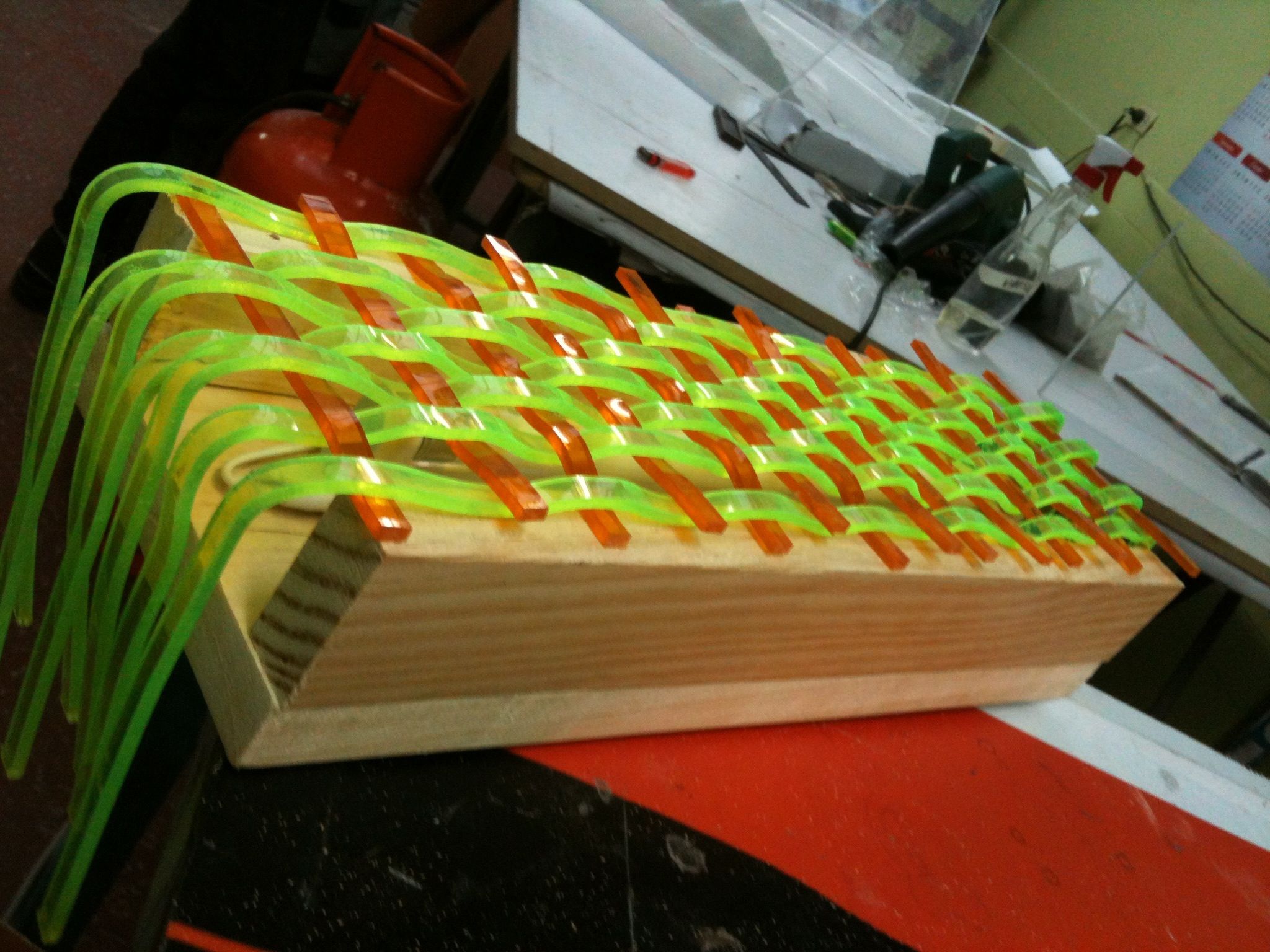Hand-knitted-PLASTIC GLASS LAMP