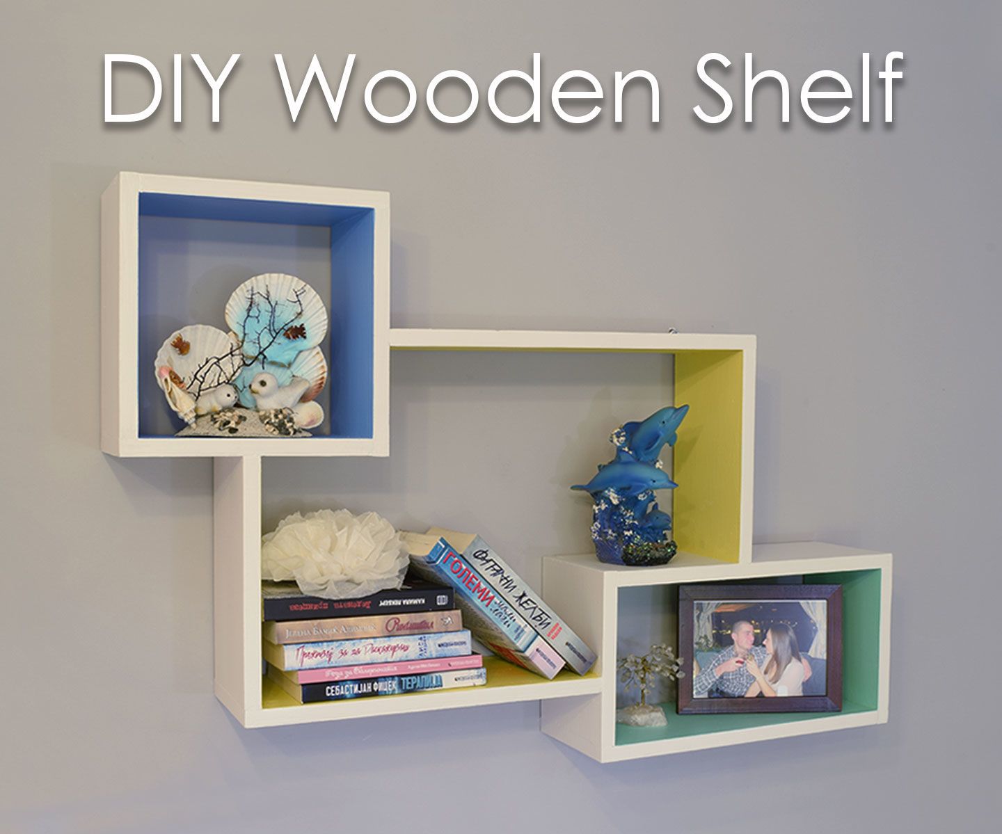 DIY Colorful Rectangular Wooden Wall Shelf