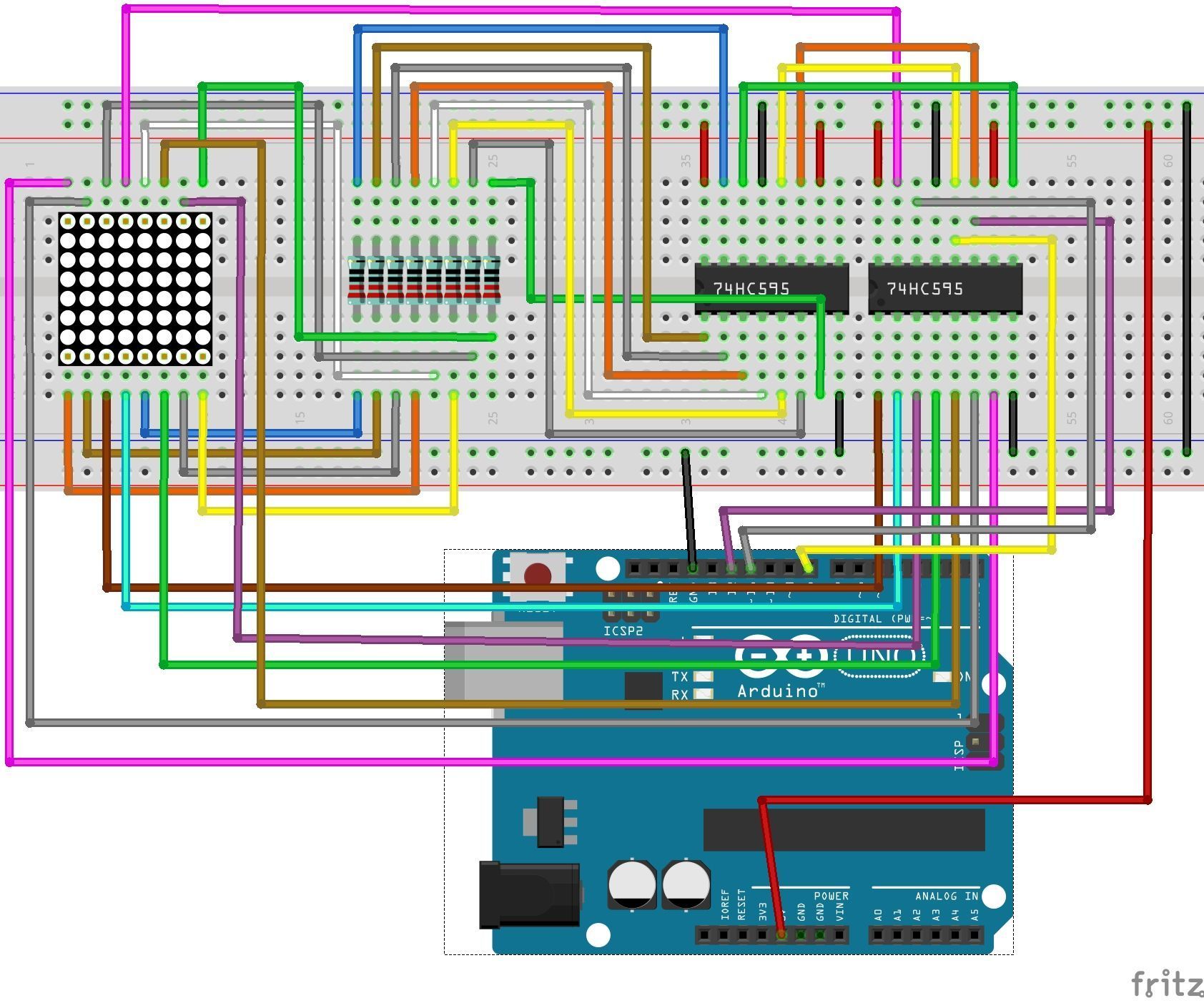 Dot Matrix LED Display Using Arduino Uno R3