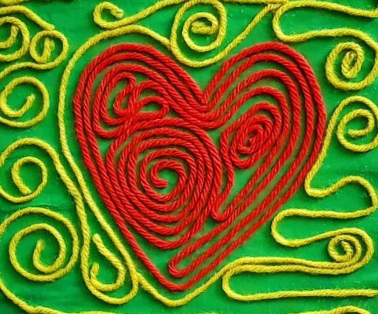 Cardboard, Construction Paper, Yarn Artwork!