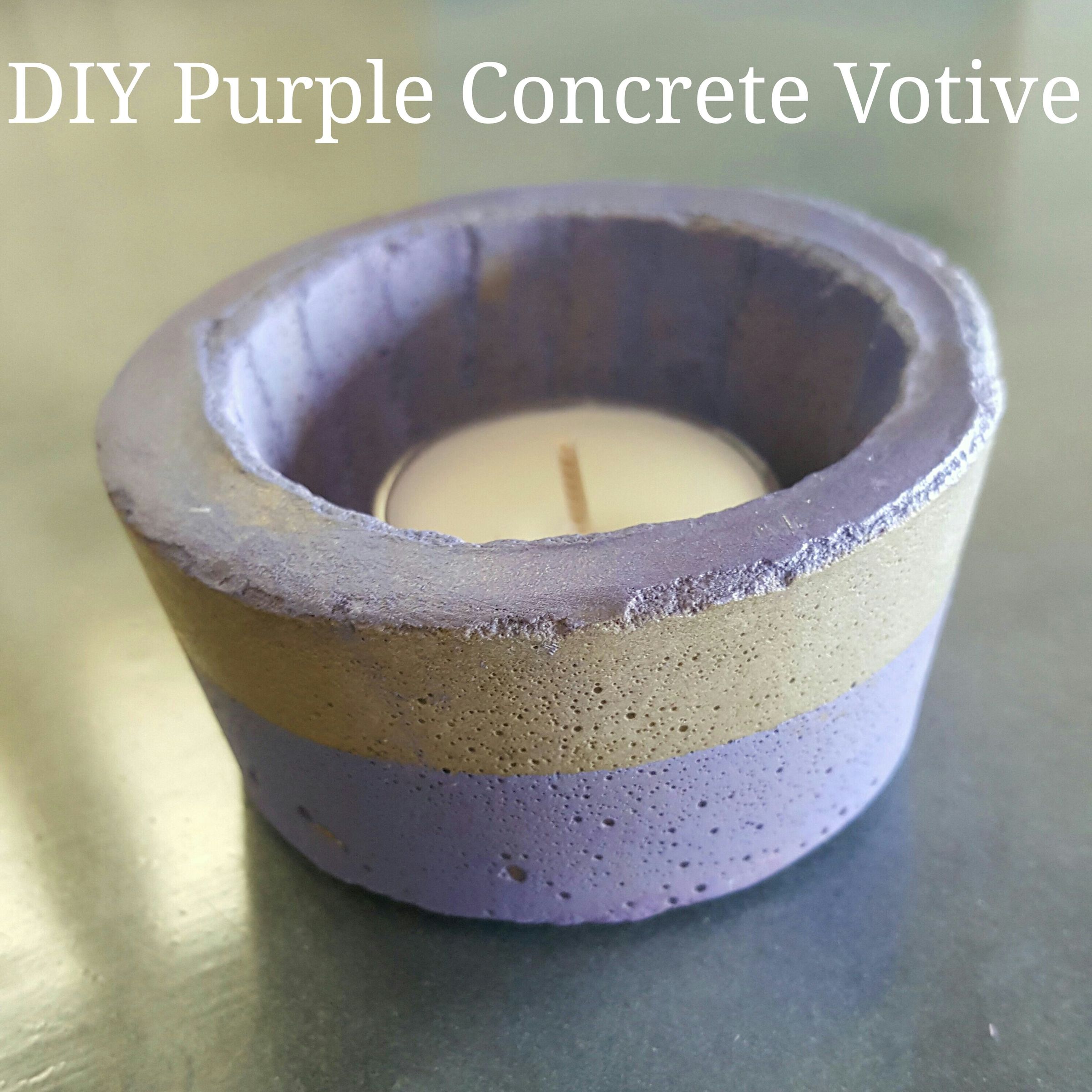 DIY Purple Concrete Votives