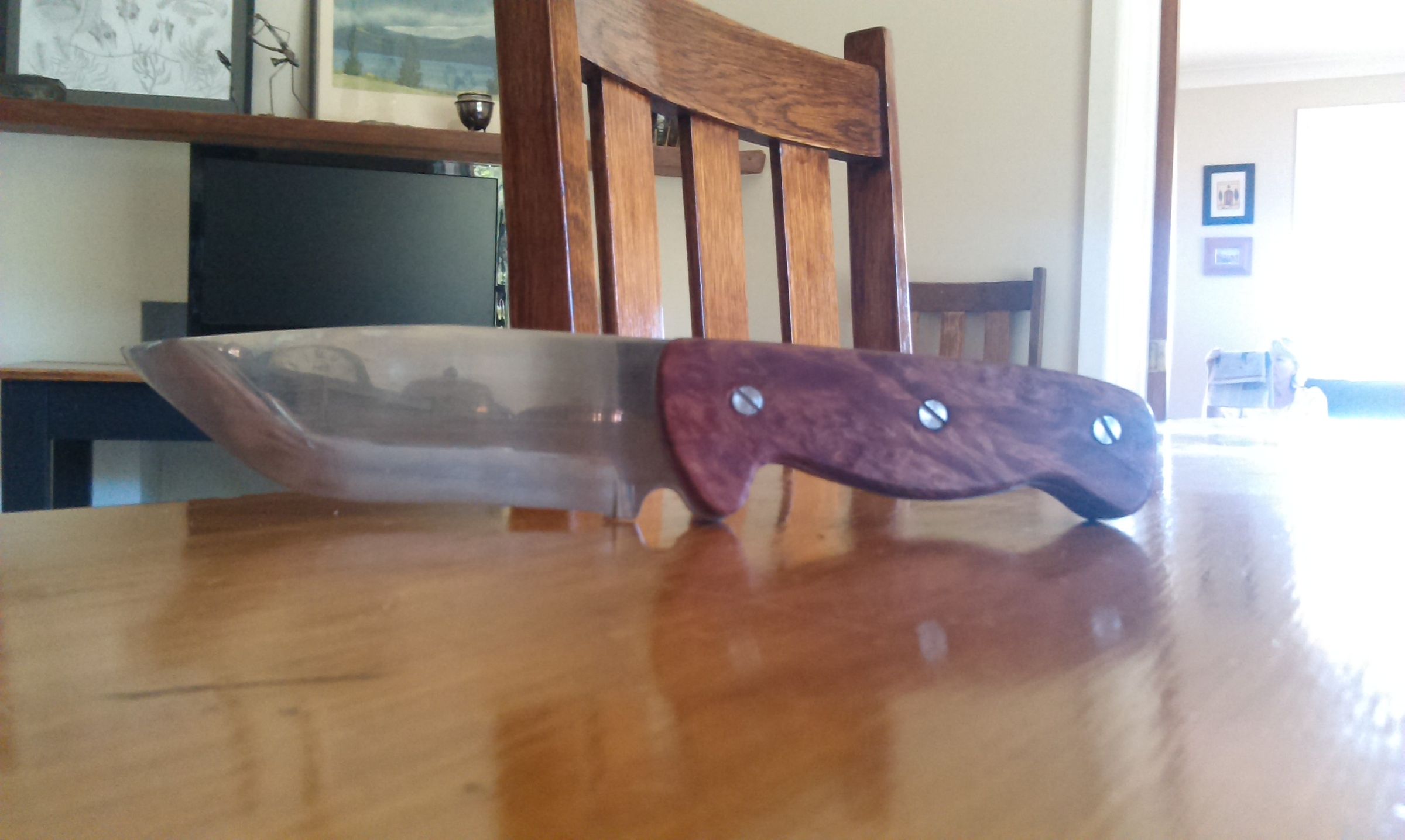 Knife With Burl Handle 