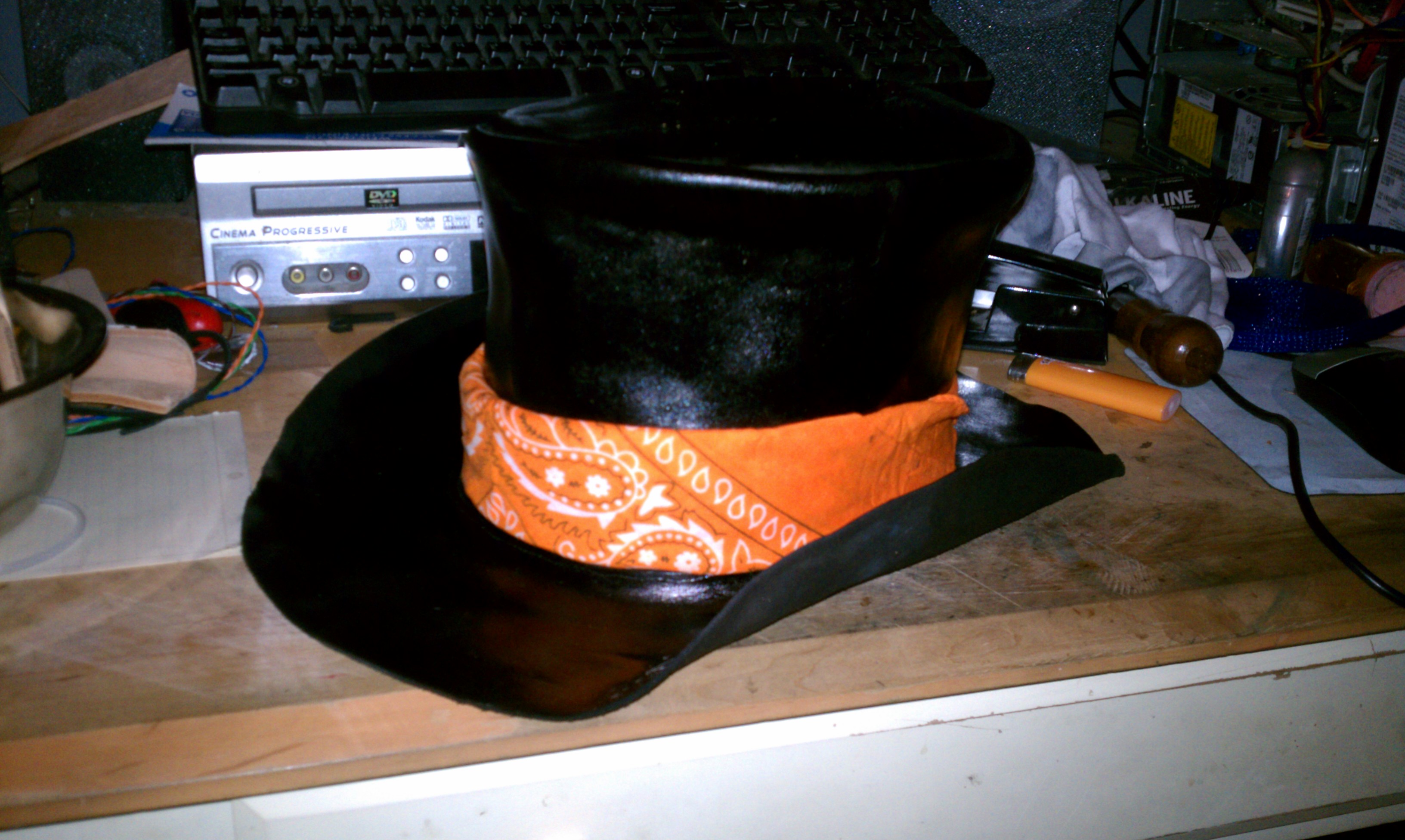 Leather SteamPunk Top Hat