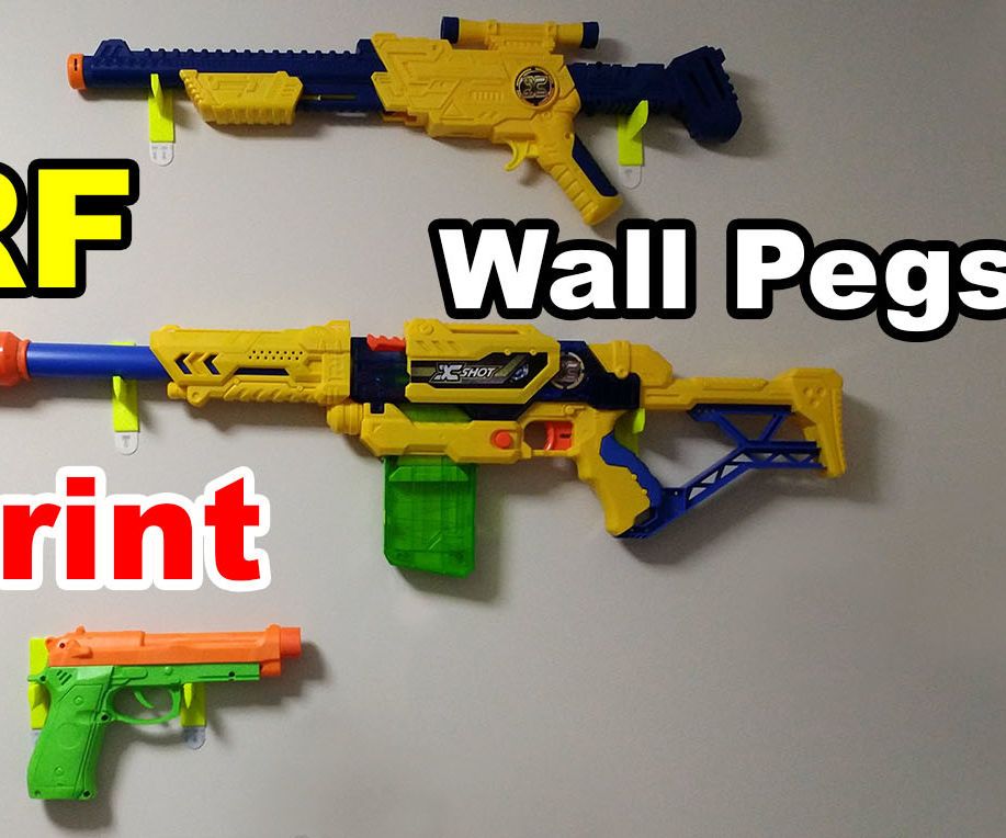 NERF Wall Peg Hanger 3D Printed