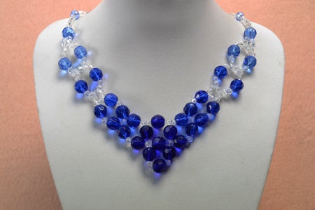 Here Is the Final Look of the Handmade Blue Glass Bead Necklace.