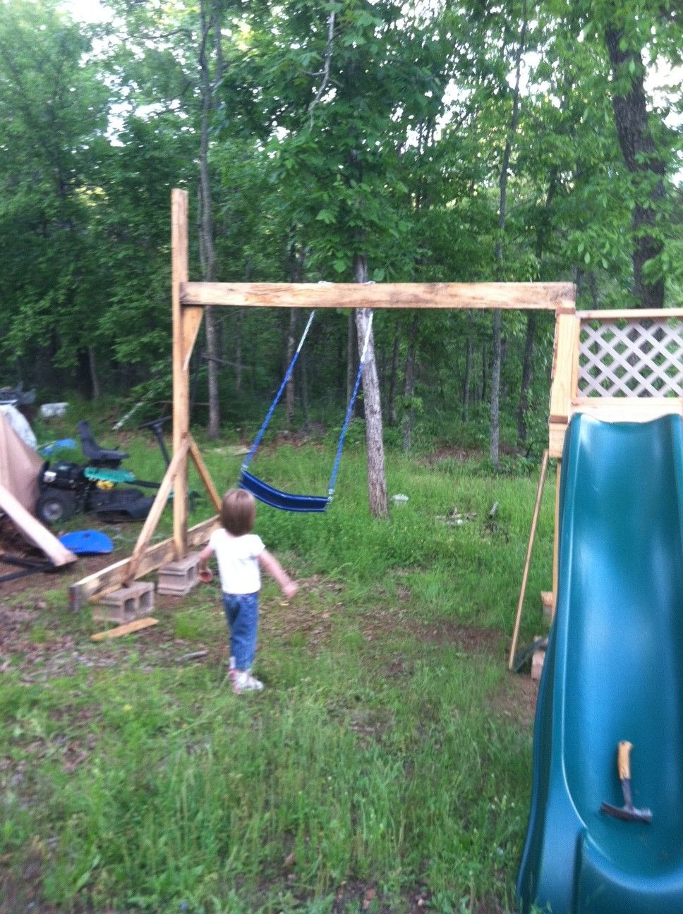 Homemade swing and slide