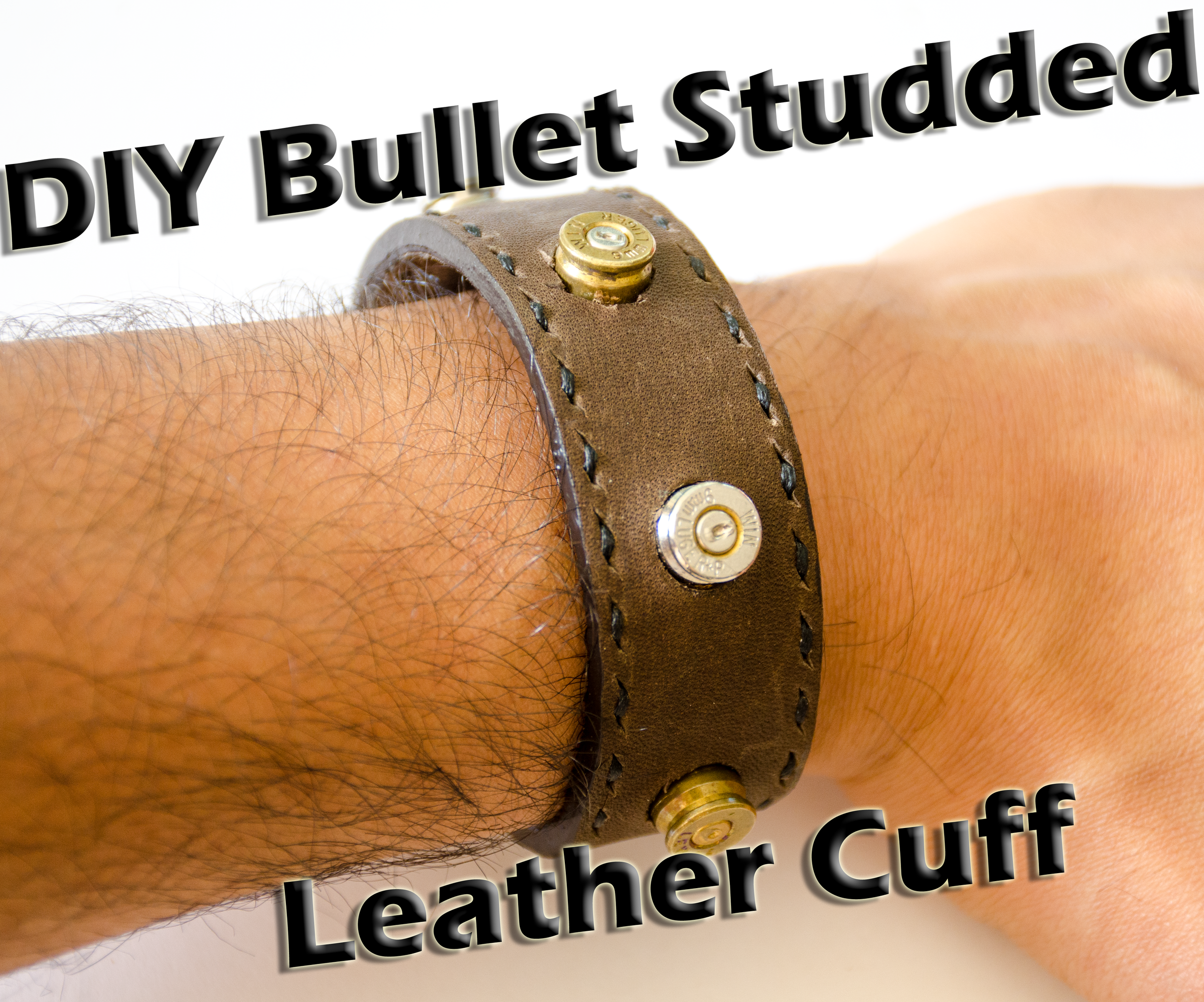 Bullet Casing Studded Leather Cuff