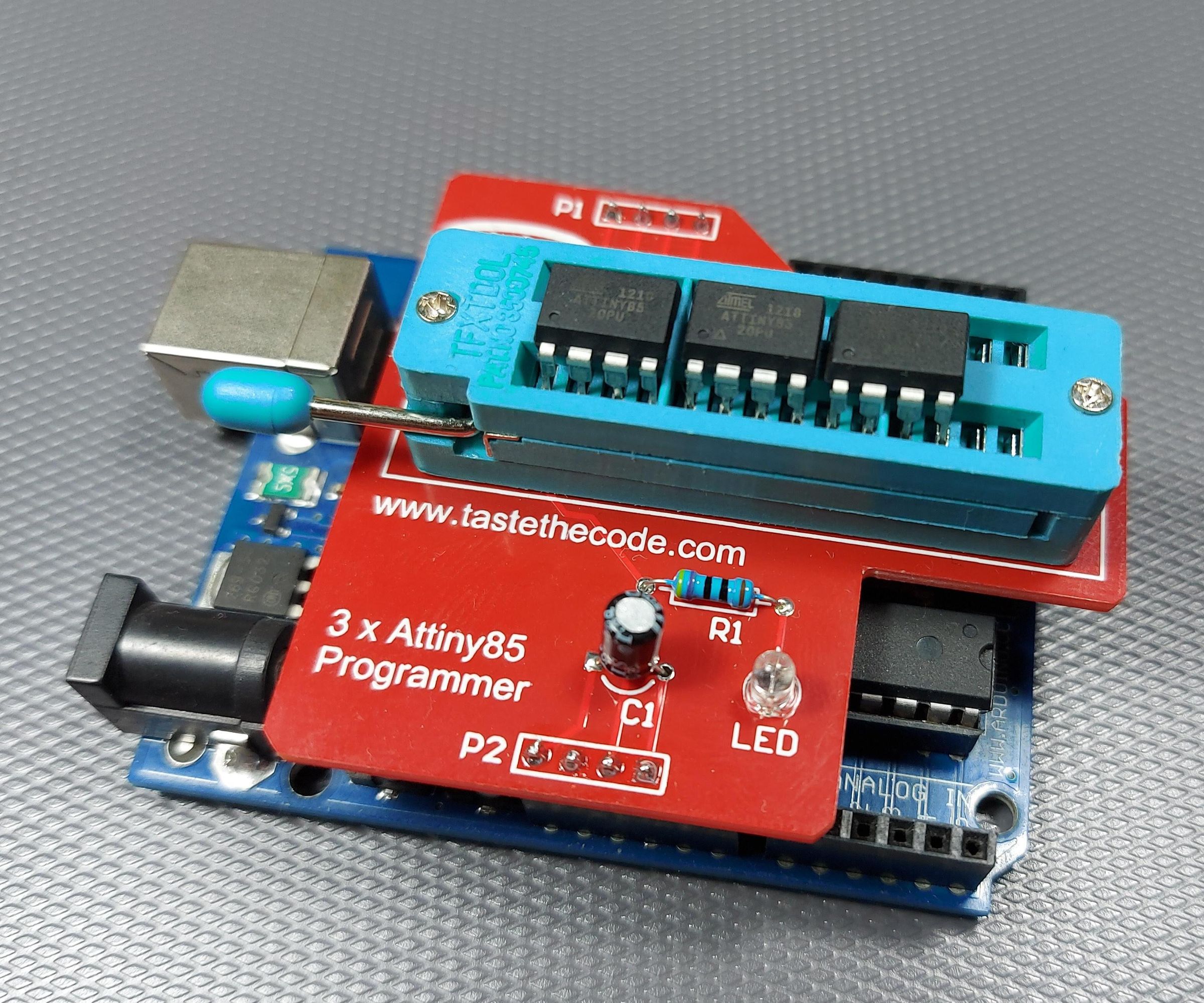 ATtiny Programmer Shield for 3 ICs at a Time
