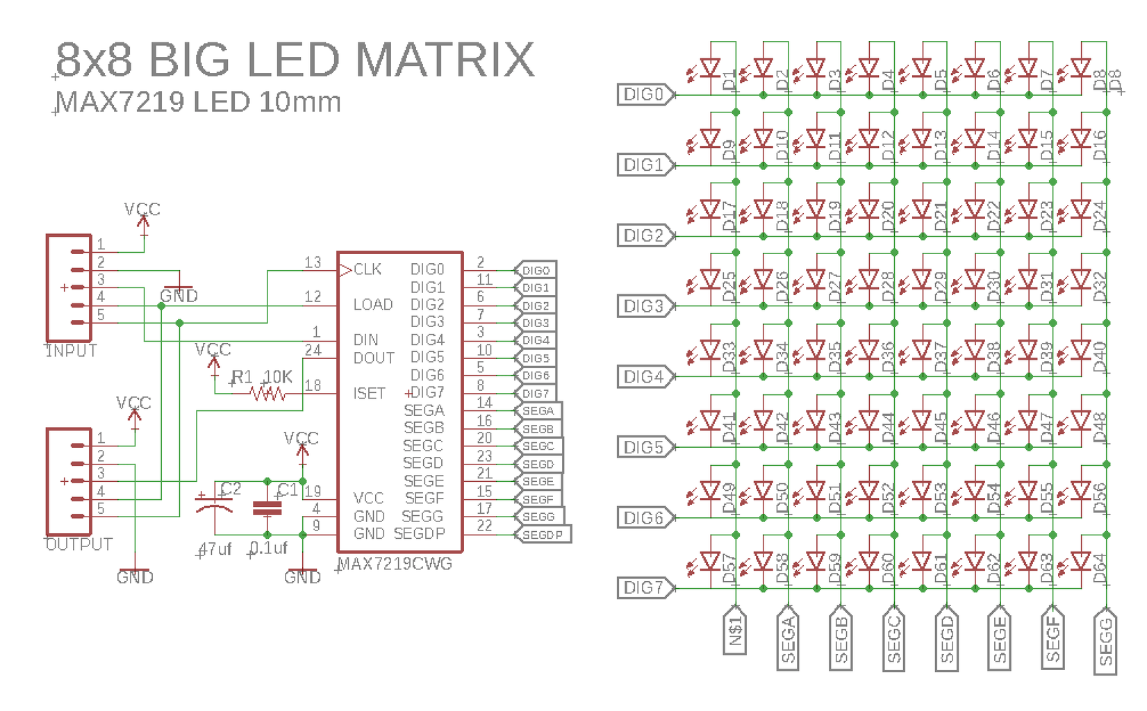 How to Build 8x8 BIG LED Matrix (MAX7219 LED 10mm) : 9 Steps (with ...