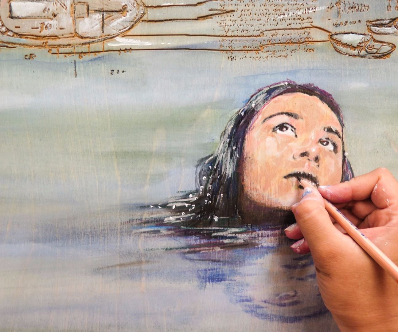 Make an art with lasers and paint