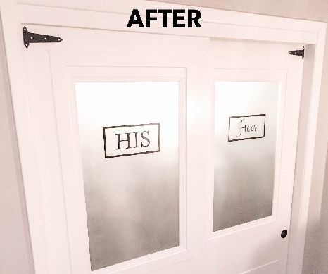 Sliding Farmhouse Hollow Core Closet Doors With Frosted Glass