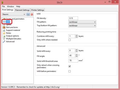 Slicer Config > Print Settings > Infill