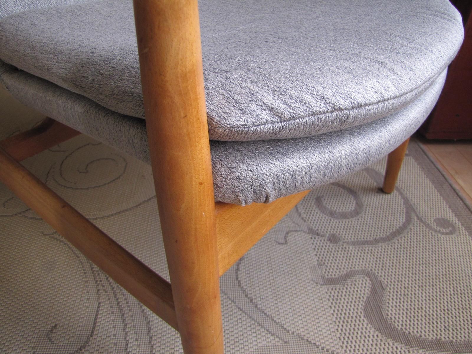 TWO FINN JUHL CHAIRS DOCUMENTING ORIGINAL MATERIALS, AND