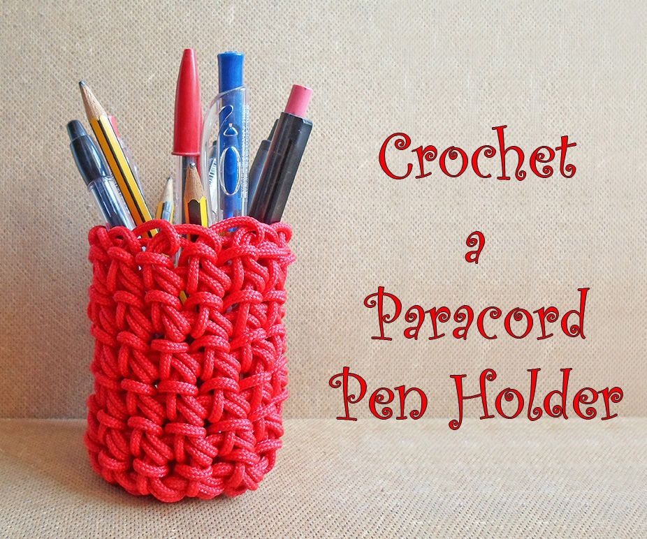 DIY guide for Crochet Paracord Pen Holder with step-by-step instructions