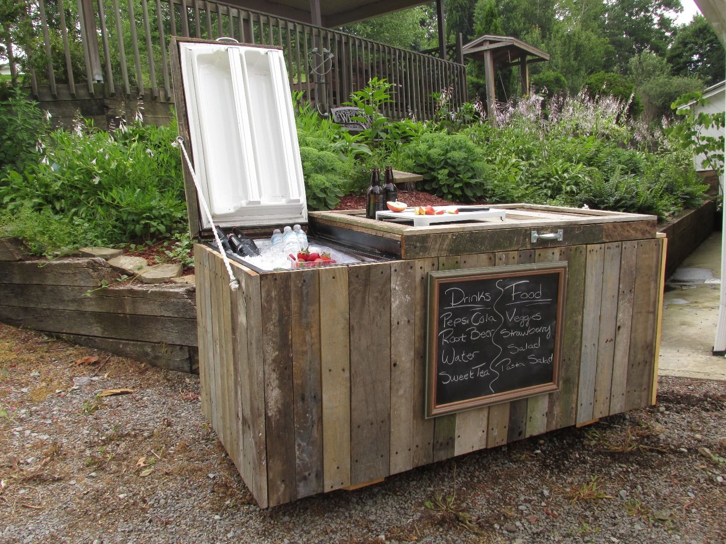 outdoor bar using repurposed fridge