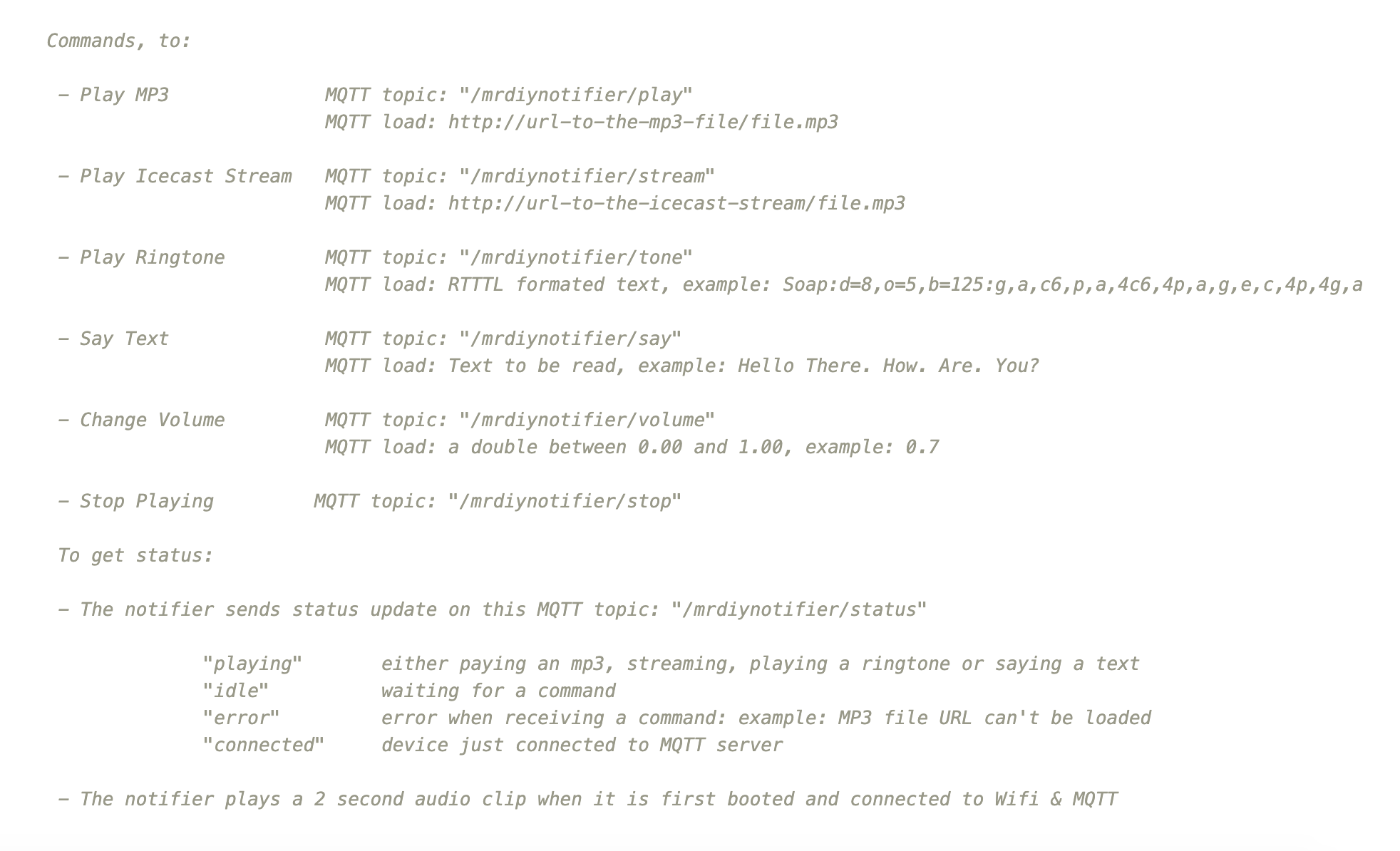 DIY Wifi Audio Notifier for ESP8266: Play MP3, TTS & RTTL (Cloud-free ...