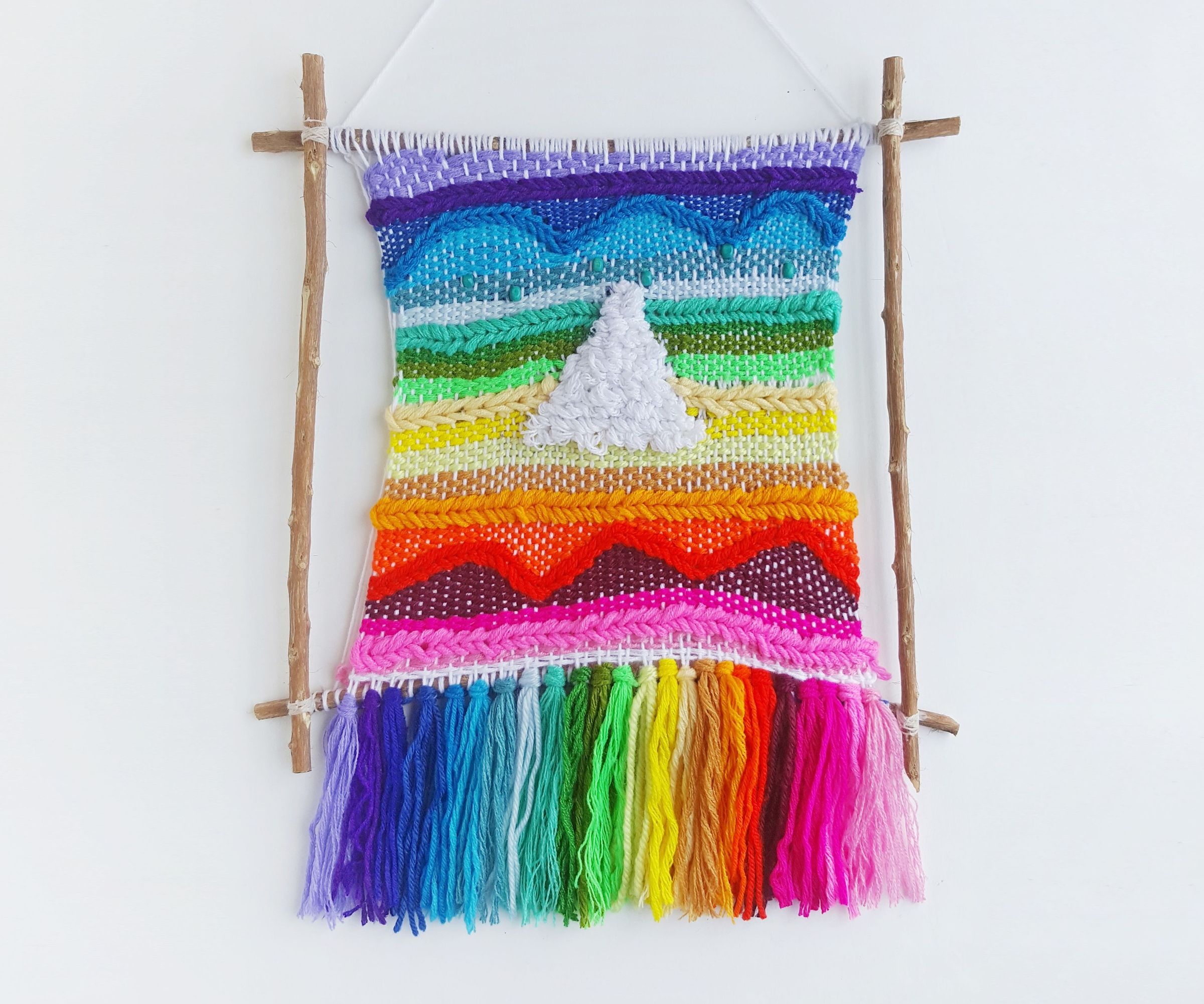 DIY Tapestry Weaving on Twig Frame 